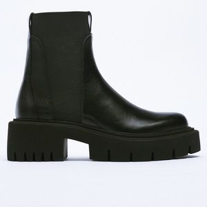 Zara Leather Lug Sole Chelsea Boots 2022
